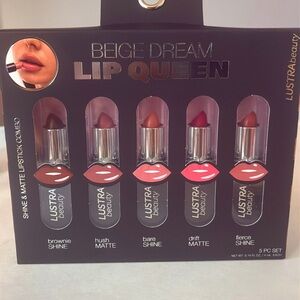 🌿Beige Dream Lip Queen Shine & Matte Lipstick Combo – 5-Piece Set